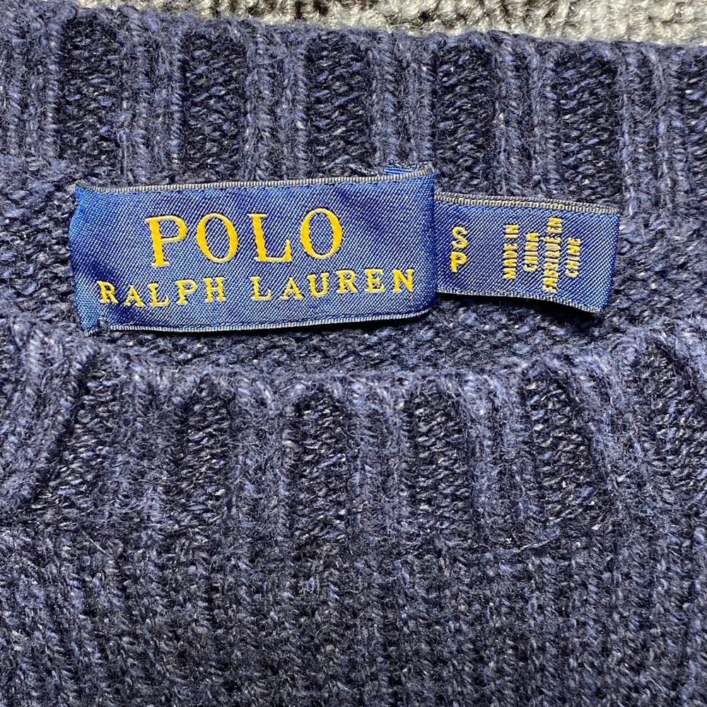 Polo Ralph Lauren Polo Bear Sweater Womens Small Navy Blue Cotton Linen Knit RL - Picture 3 of 12